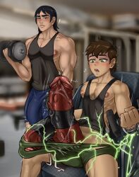 2_penises 2boys alien_penis ben_10 ben_10_(classic) ben_10_alien_force ben_tennyson biceps big_bulge big_cock big_penis boner bulge bulging_biceps cartoon_network diphallia diphallism duo duo_focus erect_penis erection gym hard_on horny_male huge_bulge huge_cock huge_penis kevin_levin lifting_weights male male_focus male_only malfunction multi_penis muscles muscular muscular_male pecs penis surprised teen_boy transformation working_out yoruunsfw