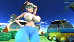 3d 3d_(artwork) anotherthrowaway athletic athletic_female big_breasts breasts bubble_ass bubble_butt bulma bulma_(dragon_ball) bulma_briefs crop_top dragon_ball dragon_ball_super dragon_ball_z hi_res high_resolution huge_thighs large_breasts leggings ltiberium77_(artist) milf nipple_bulge nipples nipples_visible_through_clothing sfm shounen_jump source_filmmaker thick_thighs voluptuous voluptuous_female wide_hips wrench