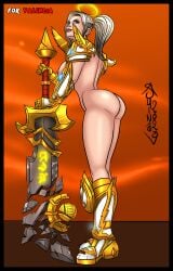 1girls 2023 big_ass big_breasts blizzard_entertainment blue_eyes human human_(world_of_warcraft) light-skinned_female light_skin original_character paladin_(warcraft) ponytail shina solo valencia_whitmore warcraft white_hair world_of_warcraft