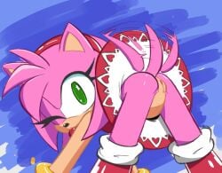 2023 amy_rose anus ass bent_over boots bottomless clothed clothing cute eulipotyphlan female genitals hedgehog hi_res knee_boots looking_at_viewer mammal motion_lines no_panties nude one_eye_closed pink_body presenting_hindquarters pussy sega smile solo sonic_(series) sonic_the_hedgehog_(series) tailwag tongue tongue_out wink zennyc