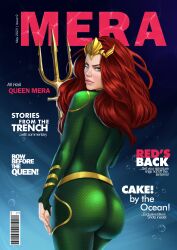 aquaman_(series) ass_focus big_ass clothed crown dc_comics female_focus female_only magazine_cover mera red_hair redhead