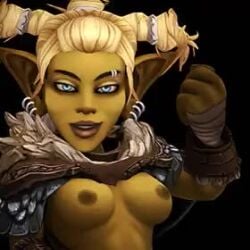 1girls 3d animated blizzard_entertainment blonde_hair bouncing_breasts goblin goblin_(warcraft) goblin_female green_skin no_sound original_character tagme video vixella_vexfire warcraft world_of_warcraft wreckerscartel