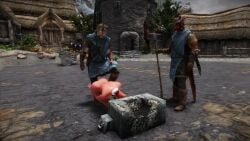 3d animated beheaded dark-skinned_female dark_skin decapitation execution executioner gore guro heart_pasties skyrim snuff tagme the_elder_scrolls video