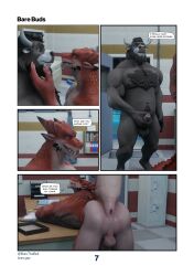 absurd_res anthro bovid bovine brown_body brown_fur buru_(buruthebull) buruthebull dragon_(maxwellshiba) fur hi_res horn lunjy_(maxwellshiba) male mammal muscular muscular_male page_7 scalie tail