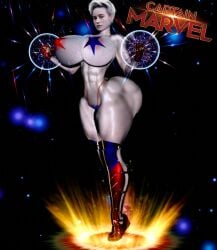 1girls 3d abs athletic_female aura big_breasts bikini_bottom blonde_hair breasts_bigger_than_head brie_larson captain_marvel carol_danvers celebrity gloves heel_boots huge_ass huge_breasts knee_boots marvel marvel_cinematic_universe muscular_female pasties poor_quality pubes_exposed real_person short_hair solo_female space star_pasties superheroine thickhoney