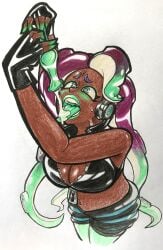 big_breasts breasts busty condom condom_drinking cum cum_dripping cum_eating cum_in_mouth cum_worship dark-skinned_female dark_skin desperate desperation drinking drinking_cum drinking_from_condom eyelashes eyeshadow fully_clothed heart heart-shaped_pupils large_breasts latex lipstick long_hair makeup marina_(splatoon) needy oh_gosh_levi open_mouth splatoon stomach_piercing swallowing swallowing_cum tongue tongue_out used_condom worship worshiping