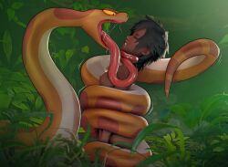 1girls asphyxiation coiling constriction disney imminent_vore kaa kingocrsh nipples original_character restrained snake strangling the_jungle_book