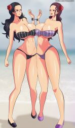 2girls absurdres breasts cleavage female female_only highres huge_breasts large_breasts multiple_girls musaed_art nico_robin one_piece post-timeskip viola_(one_piece)