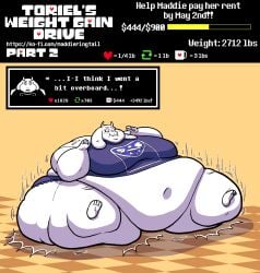 bbw big_breasts breasts brown_background fat female female_focus goat goat_girl maddieringtail morbidly_obese morbidly_obese_female overweight overweight_female ssbbw tagme toriel undertale undertale_(series) weight_gain