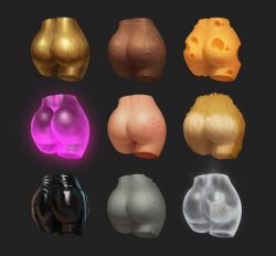 art_dump ass glowing nude shiny study variations