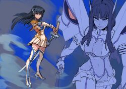 1girls bakuzan blue_eyes breasts dark_hair guirgaleo high_heels huge_breasts junketsu kill_la_kill kiryuuin_satsuki large_breasts long_hair solo thick_thighs wide_hips