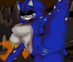 animal_ears anthro blood blood_on_teeth ears exe_(revie) friday_night_funkin friday_night_funkin_mod fur hedgehog hellbelief leg_up monster monster_girl no_eyes pussy_juice_drip rule_63 sharp_teeth showing_pussy smile sonic.exe sonic_(series) sonic_the_hedgehog_(series) spines tail