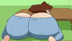 1girls all_fours animated ass big_ass blaze_(artist) bouncing_ass brown_hair bubble_butt clothing crayon_shin-chan dat_ass dumptruck_ass fat_ass huge_ass indoors jeans jiggle jiggling_ass large_ass looking_at_viewer looking_back milf misae_nohara mother panties pants table thick_ass thick_thighs twerking