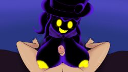 1boy 1girls 2023 a_hat_in_time aged_up alternate_costume alternate_version_available big_breasts breasts breasts_bigger_than_head cute faceless_male godalmite hat hat_adult hat_kid male_pov paizuri pov purple_body shortstack smile tagme titjob yellow_eyes