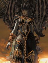 1girls bare_arms bare_midriff bare_thighs belly belly_button big_breasts boob_window boots breasts busty chain_belt chains cleavage cloudy_sky cuffs dark_clouds darksiders darksiders_2 demon demon_girl demon_horns demon_wings demoness demonic demonic_eyes female female_focus female_only fit fit_female front_view glowing_eyes green_eyes grey_body grey_skin hips horns hourglass_figure inner_sideboob large_breasts leather leather_boots leather_clothing leggings legwear lilith_(darksiders) lock lowres midriff monster_girl no_humans piercing piercings pointy_ears scales screenshot sideboob skimpy skimpy_armor skimpy_clothes skimpy_dress skimpy_outfit sole_female solo solo_female solo_focus standing succubus succubus_horns succubus_wings tagme thighhighs thighs toned toned_female unconvincing_armor underboob video_game video_game_character voluptuous voluptuous_female wide_hips wings wrist_cuffs wristwear