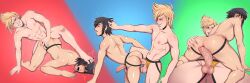 2boys anal ass final_fantasy final_fantasy_xv foot_on_head foreskin gay jockstrap kiddeathx_(artist) male_only naked noctis_lucis_caelum penis prompto_argentum pulling_hair sex tagme underwear yaoi