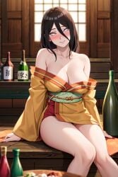 1girls ai_generated bare_shoulders boruto:_naruto_next_generations brown_hair female female_only hyuuga_hanabi jordan53 kimono looking_at_viewer nail_polish naruto naruto_(series) no_bra pinup solo solo_focus stable_diffusion standing voluptuous