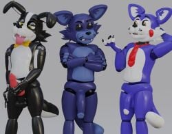 3boys almost_naked almost_nude animatronic black_balls black_body black_penis blue_balls blue_body blue_penis candy_(fnac) domestic_cat domestic_dog doug_(tnar) eyes five_nights_at_candy's male male_only naked naked_male nude nude_male old_candy_(fnac) penis robot those_nights_at_rachel's yellow_eyes