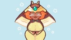 big_breasts closed_eyes cookie_run cookie_run_ovenbreak mocha_ray_cookie nipples_visible_through_clothing open_mouth orange_hair pangotime tagme