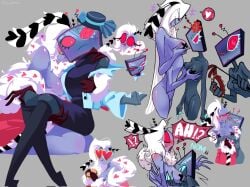 2girls arthropod black_body blush bodily_fluids breasts demon demon_humanoid duo female female/female female_only female_valentino_(hazbin_hotel) female_vox_(hazbin_hotel) for_a_head genderswap genderswap_(mtf) genital_fluids genitals hair hand_on_breast hazbin_hotel hi_res holding_object humanoid humanoid_on_humanoid insects interspecies laura19190444 lepidopteran looking_pleasured mature_female moth mtf_crossgender multiple_girls nude object_head purple_body red_eyes rule_63 screen screen_face screen_head smile television television_screen tv tv_face tv_head tv_screen tv_woman tvwoman valentino_(hazbin_hotel) vox_(hazbin_hotel) white_hair woman women