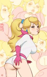 1girls artist_name ass big_ass big_breasts blonde_hair blue_eyes blush breasts busty cleavage cleavage_cutout clothing_cutout come_hither didi_esmeralda dress female female_only hand_on_ass hand_on_own_ass large_breasts legs leotard long_hair mario_(series) multiple_views nintendo one_eye_closed open_mouth parted_lips pink_lips ponytail princess princess_peach seductive_smile sideboob smile solo thighs voluptuous