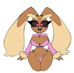 anthro boob_window bunny_ears furry lagomorph lopunny nelljoestar pink_panties pokémon_(species) pokemon pokemon_(species)