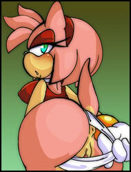 amy_rose anthro anus ass auntymoira back_view blush clothes color female female_only fur furry hedgehog purity solo sonic_(series) tagme vulva