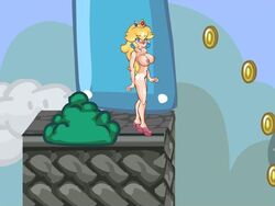 breasts coin color crown day ear_piercing female female_only ivan_aedler mario_(series) nintendo nipples nude outdoors peach's_untold_tale piercing playshapes princess_peach side_view solo standing super_mario_bros. tagme