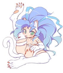 blush capcom darkstalkers felicia_(darkstalkers) lolo_(kemonono) ro ro_(kemonono) small_breasts tagme