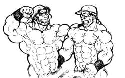 2boys balls bara clark_still erect_penis erection gay king_of_fighters male male_only monochrome muscular muscular_male nipples penis ralf_jones snk tagme testicles video_games yaoi