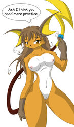 anthro breasts color female female_only front_view fur furry nipples pokemon pokemon_(species) raichu solo standing tagme vulva white_fur yiffmasters