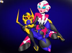 2girls arcee arcee_(tfa) ass autobot big_breasts blackarachnia blackarachnia_(tfa) breasts decepticon female female_autobots female_decepticons female_only lesbian multiple_girls nipples pussy robot robot_girl transformers transformers_animated vlade yuri