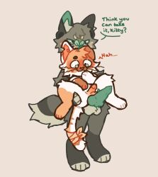 anthro big_ass feline flustered furry gay homosexual knot male/male pjpaws size_difference small_penis spread_legs text wolf