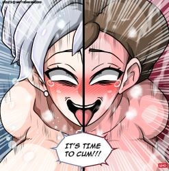 blush bulma bulma_(dragon_ball) bulma_briefs crossover dialogue dragon_ball helen_parr mastered_ultra_instinct no_nut_november smooth_skin the_incredibles ultra_instinct witchking00