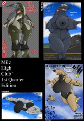 aeromorph aircraft anthro anthro_only dassault_rafale flying huge_breasts leotard living_aircraft living_machine magazine_cover mig-23 missile panavia_tornado presenting protoskip saab_37_viggen