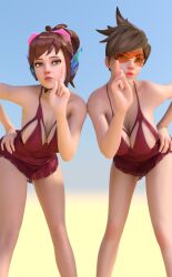 2girls 3d asian asian_female ass athletic athletic_female big_ass big_breasts blizzard_entertainment breasts british british_female brown_hair bubble_butt curvaceous curves curvy curvy_figure d.va digital_media_(artwork) european european_female eyebrows eyelashes eyes female female_focus female_only fit fit_female hair hana_song hips hourglass_figure human korean korean_female large_ass legs lena_oxton light-skinned_female light_skin lips long_legs overwatch overwatch_2 red_lingerie short_hair slender_legs slim thick thick_legs thick_thighs thighs tracer upper_body video_games voluptuous vtemp waist wide_hips