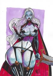 1girls 2023 artist_request chaos_comics coffin_comics curvy_body curvy_female curvy_figure death_(personification) ed_benes_studio female_focus female_only goddess grim_reaper hi_res huge_breasts lady_death long_hair looking_at_viewer mature_female queen_of_the_dead seductive_look solo_focus voluptuous voluptuous_female white_hair