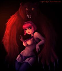 1girls annie_hastur bear big_breasts claws deviantart deviantart_username female grown_up league_of_legends lingerie male pink_hair riot_games skimpy slim_waist thighhighs