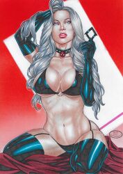 1girls black_cat_(marvel) curvy curvy_body curvy_figure ed_benes_studio felicia_hardy female_focus female_only hi_res huge_breasts long_hair looking_at_viewer marvel marvel_comics rudimar_patrocinio solo_female solo_focus spider-man_(series) white_hair