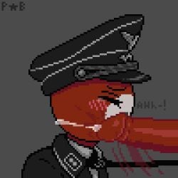 bifle blowjob blush closed_eyes cock countryhumans cum dubious_consent hat leash military_uniform moaning motion_lines nazi nazi_germany_(countryhumans) penis_on_face perse_*_blyat pixel_art porn red_penis red_skin side_view soldier soviet_union_(countryhumans) unifrom upper_body