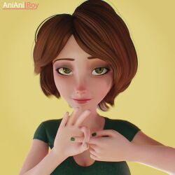 3d anianiboy animated aunt aunt_cass big_hero_6 brown_hair cass_hamada closed_eyes clothed gesture green_eyes green_nail_polish green_nails marvel marvel_comics milf mp4 no_sex sex_gesture sound tagme tiktok tongue tongue_out video