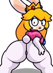 1girls ass big_ass big_breasts big_butt blonde_hair breasts bubble_ass bubble_butt butt crown dat_ass female female_only huge_ass large_ass large_butt lewdewott long_hair looking_at_viewer looking_back looking_back_at_viewer mario_(series) mario_+_rabbids mario_+_rabbids:_kingdom_battle nintendo rabbid rabbid_peach raving_rabbids solo tagme tail ubisoft