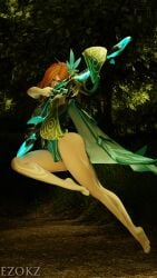 3d blender dota dota_2 ezokz feet female_only forest green_eyes legs red_hair windranger