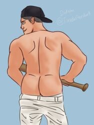 1boy ass bara baseball baseball_bat baseball_cap baseball_uniform dickster male_only solo_male