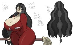 1girls 2022 big_ass big_breasts black_eyes black_hair character_sheet cute depressed exhausted female igphhangout janitor jumpsuit kuki_walkers_(igph) looking_at_viewer milf mop original original_character red_jumpsuit reference_sheet tagme thick_thighs