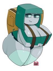 backpack big_ass big_breasts busty_boy grey_skin hood huge_ass huge_breasts minecraft mob_vote mojang rascal_(minecraft) shortstack sinamoncake1 smile square_head