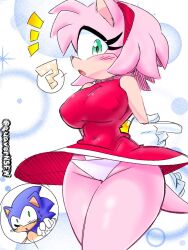 1boy 1girls amy_rose anthro blush female female_focus male panties quavernsfw sonic_(series) sonic_the_hedgehog