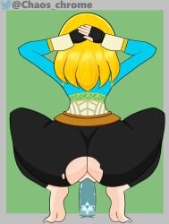 1girls ass big_ass blonde_hair breath_of_the_wild chaoschrome dildo dildo_in_pussy female large_ass princess_zelda pussy riding_dildo ripped_clothing sex_toy short_hair squatting tears_of_the_kingdom the_legend_of_zelda thick_thighs yellow_hair zelda_(tears_of_the_kingdom)