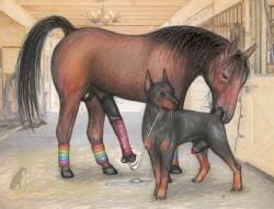 big_penis blowjob canine canine cum cum_in_mouth darkmare doberman equine feral gay horse male/male oral rimjob too_big