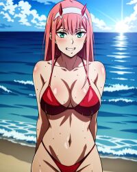 1girls ai_generated big_breasts breasts cleavage darling_in_the_franxx joker_(artist) solo zero_two_(darling_in_the_franxx)